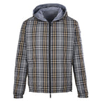BURBERRY BBR Grey-Green Check Reversible Hooded Jacket