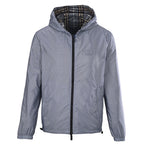 BURBERRY BBR Grey-Green Check Reversible Hooded Jacket