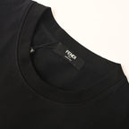Fendi Roma Perforated Leather Zip Pocket T-Shirt — Black