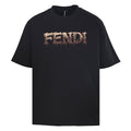 Fendi Roma Beaded & Embroidered Logo T-Shirt — black