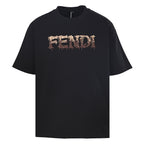 Fendi Roma Beaded & Embroidered Logo T-Shirt — black