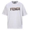 Fendi Roma Beaded & Embroidered Logo T-Shirt — White