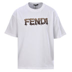 Fendi Roma Beaded & Embroidered Logo T-Shirt — White