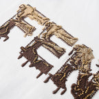 Fendi Roma Beaded & Embroidered Logo T-Shirt — White