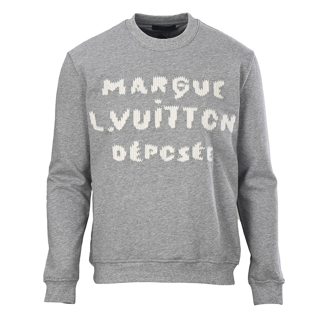 Louis Vuitton Marque Déposée Embroidered Crewneck Sweatshirt — Grey