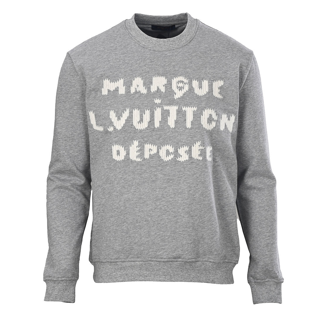 Louis Vuitton Marque Déposée Embroidered Crewneck Sweatshirt — Grey