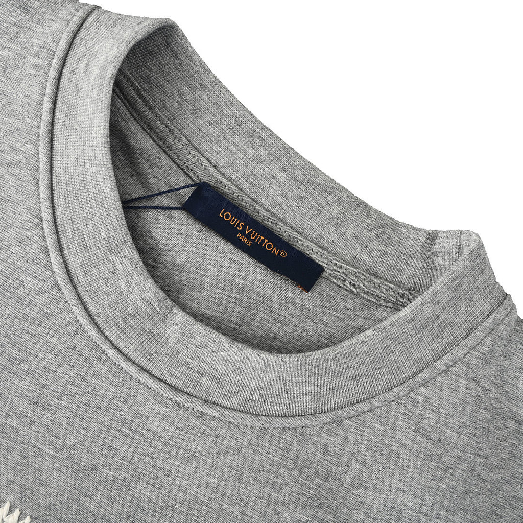 Louis Vuitton Marque Déposée Embroidered Crewneck Sweatshirt — Grey