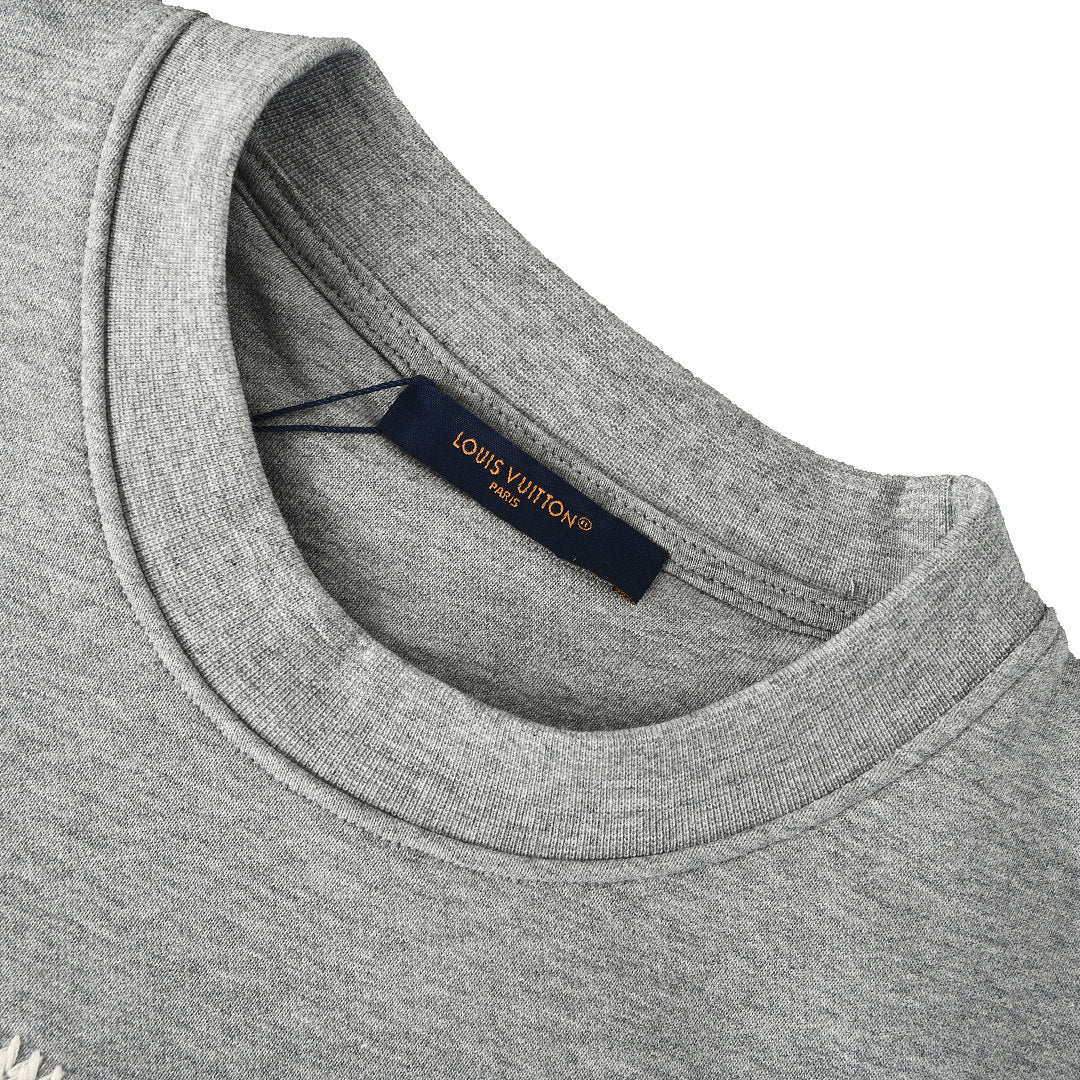 Louis Vuitton Marque Déposée Embroidered Crewneck Sweatshirt — Grey
