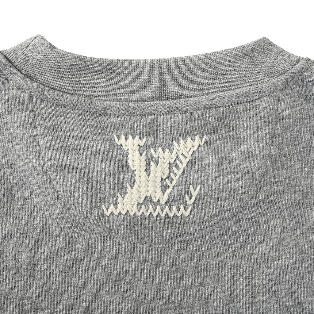 Louis Vuitton Marque Déposée Embroidered Crewneck Sweatshirt — Grey