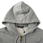 Louis Vuitton Monogram Embroidered Zip Hoodie — Grey