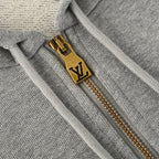 Louis Vuitton Monogram Embroidered Zip Hoodie — Grey