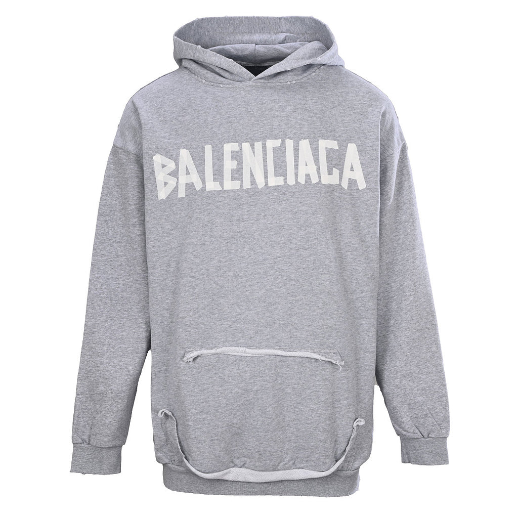 BALENCIAGA Washed Distressed Textured Print Hoodie