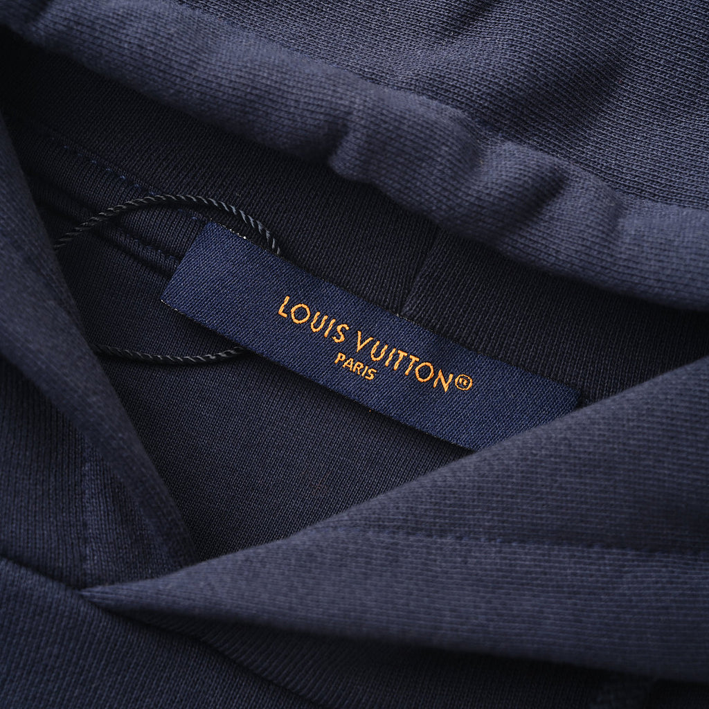 Louis Vuitton Sailboat Embroidered Pullover Hoodie — Navy