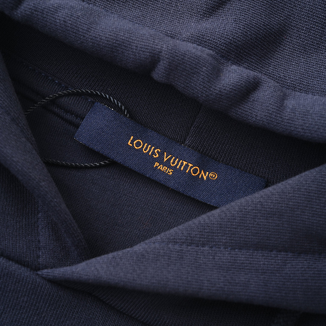 Louis Vuitton Sailboat Embroidered Pullover Hoodie — Navy