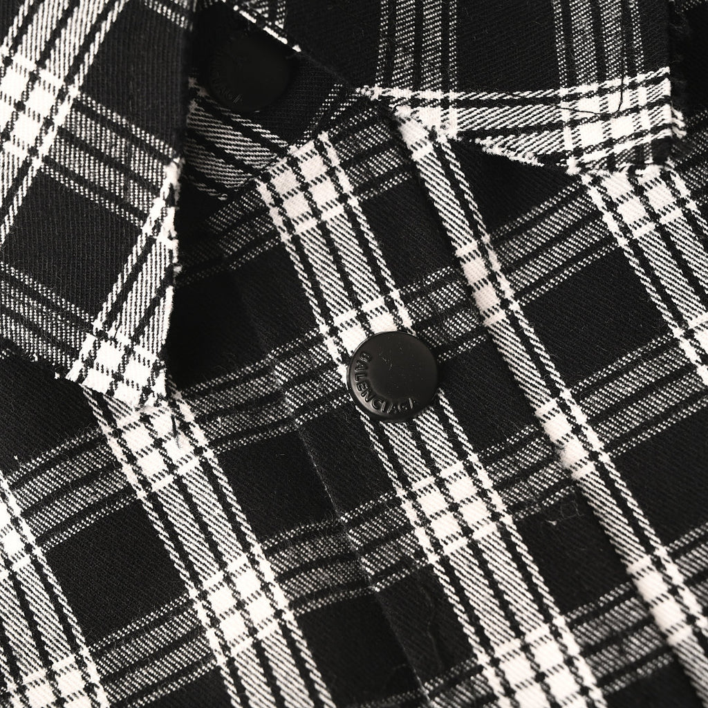 BALENCIAGA Two-Tone Check Frayed Lapel Jacket
