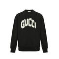 Gucci Black Heavyweight Cotton Crewneck Sweatshirt with Bubble Letter Wordmark