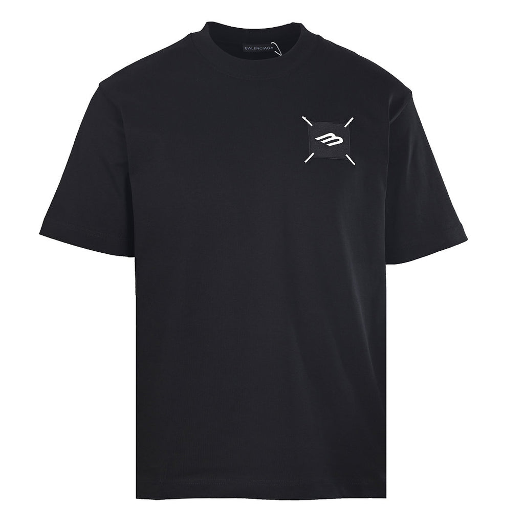 Balenciaga Embroidered Patch T-Shirt with 3M Reflective Stitching – Black