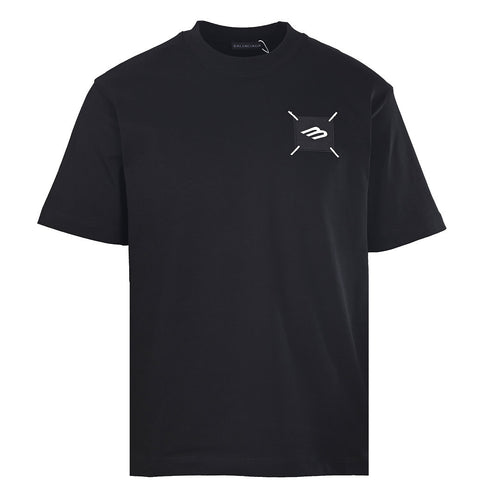 Balenciaga Embroidered Patch T-Shirt with 3M Reflective Stitching – Black