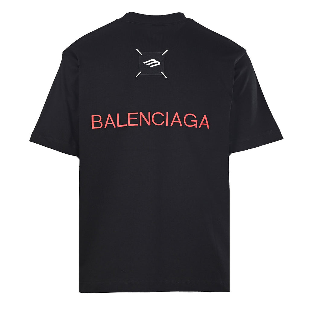 Balenciaga Embroidered Patch T-Shirt with 3M Reflective Stitching – Black