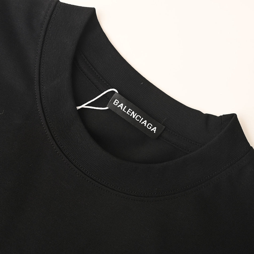 Balenciaga Embroidered Patch T-Shirt with 3M Reflective Stitching – Black