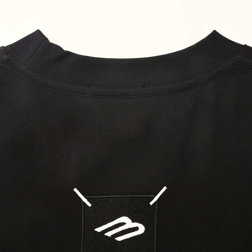 Balenciaga Embroidered Patch T-Shirt with 3M Reflective Stitching – Black