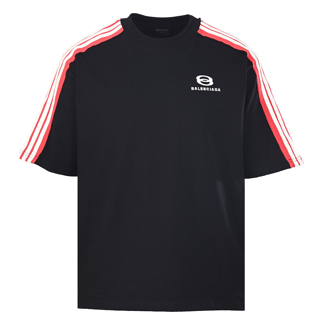 BALENCIAGA Unity Sports Icon Embroidered Double-Ring Color-Block Striped T-Shirt