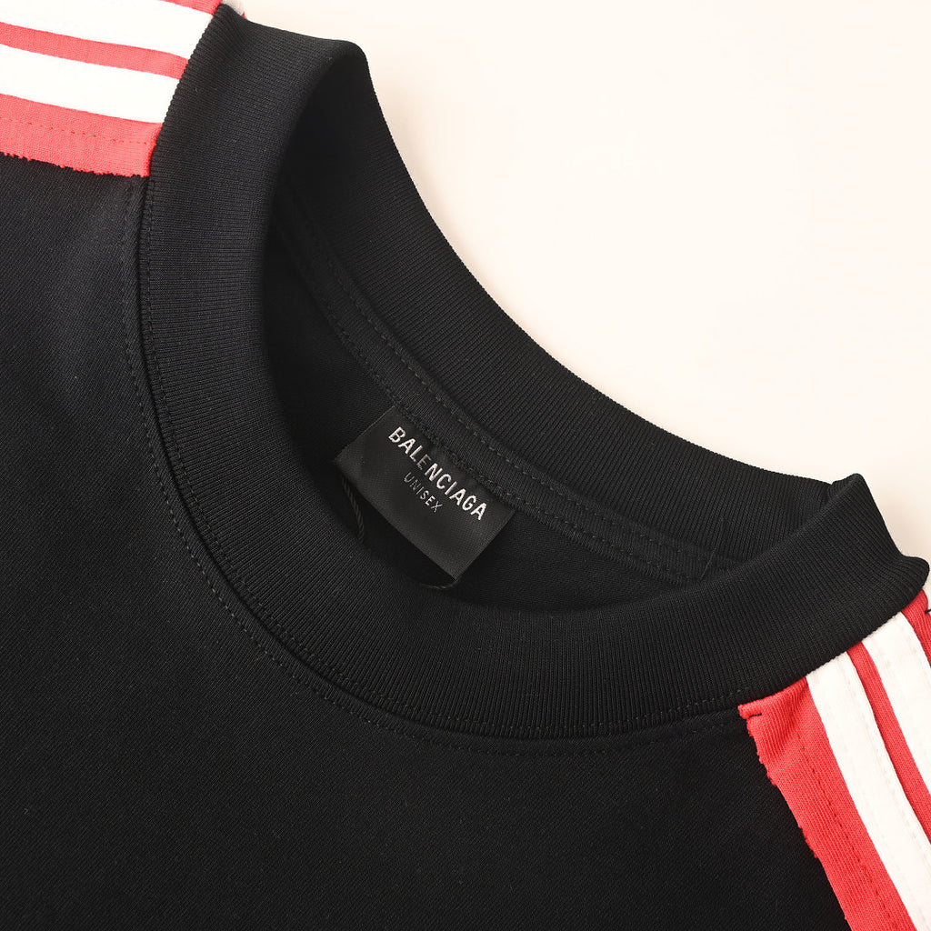 BALENCIAGA Unity Sports Icon Embroidered Double-Ring Color-Block Striped T-Shirt