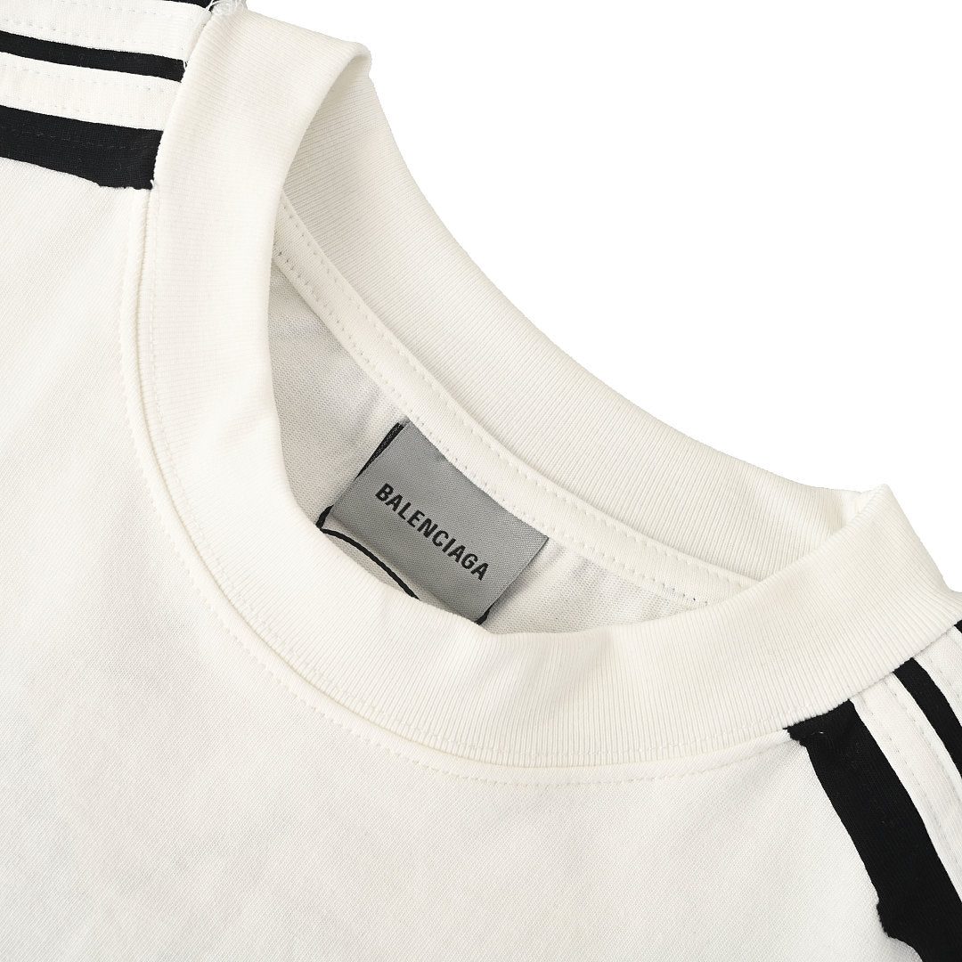 Balenciaga x Adidas Three-Stripe Oversized T-Shirt – White