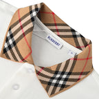 Burberry Short-Sleeve Polo Shirt with Check Collar Detail
