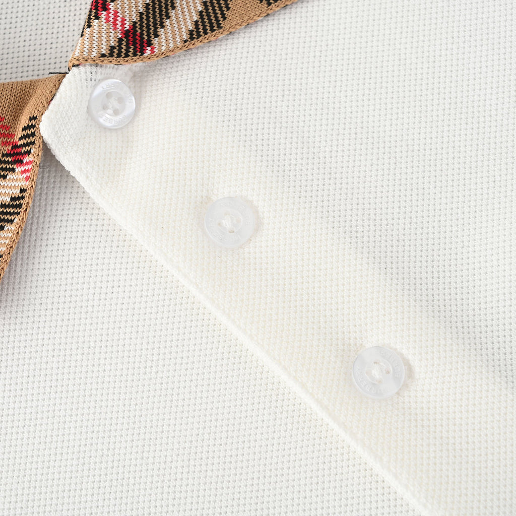 Burberry Short-Sleeve Polo Shirt with Check Collar Detail
