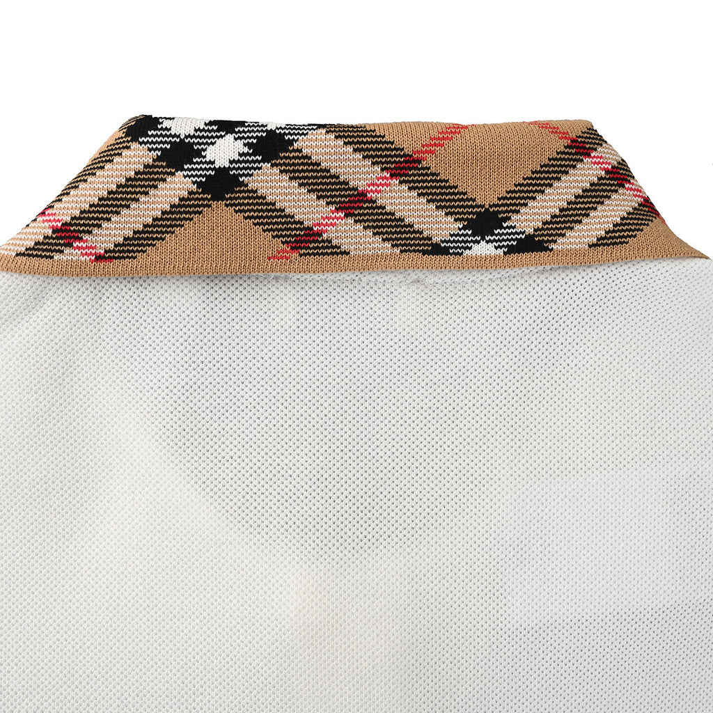 Burberry Short-Sleeve Polo Shirt with Check Collar Detail