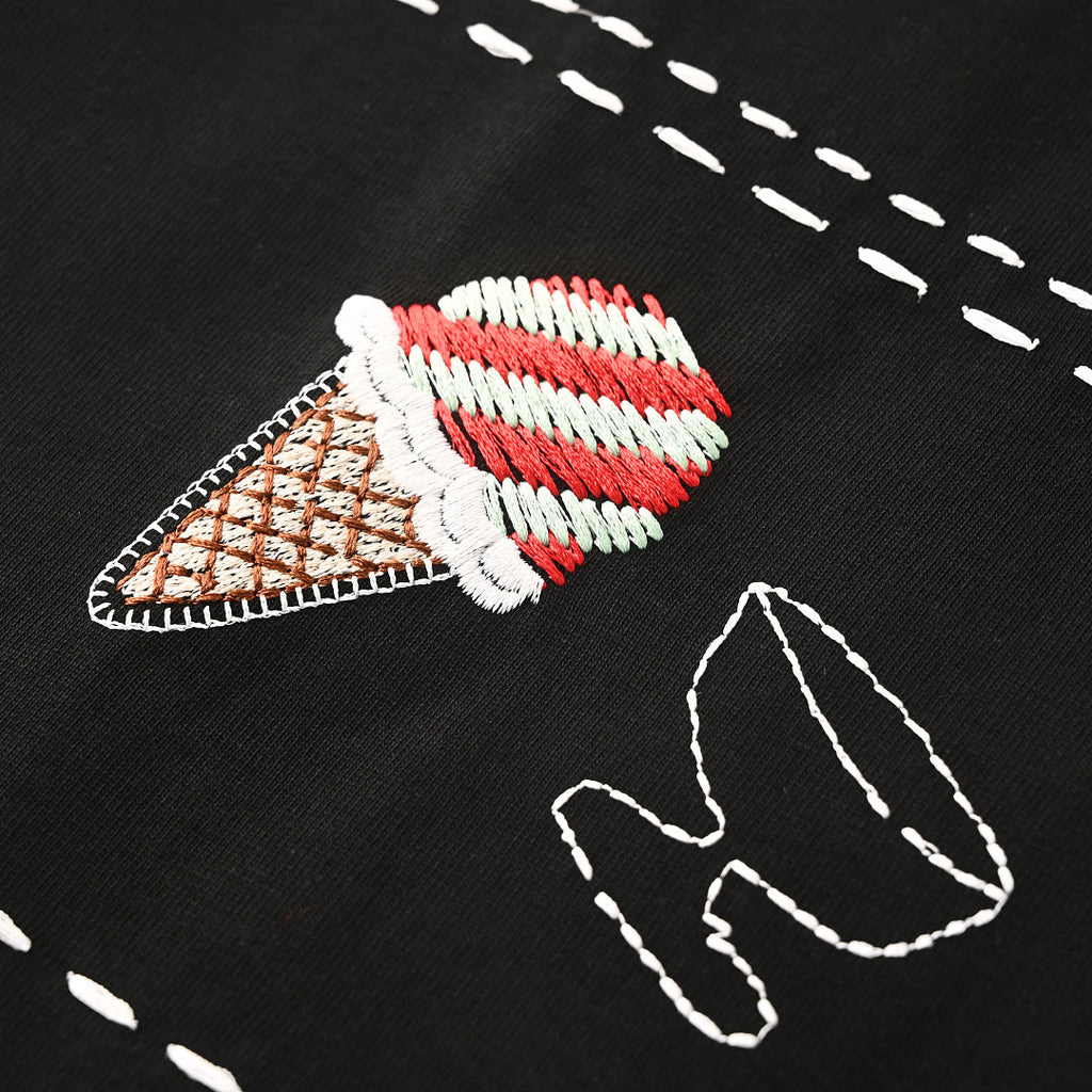 Fendi Roma Gelato Embroidered T-Shirt — Black