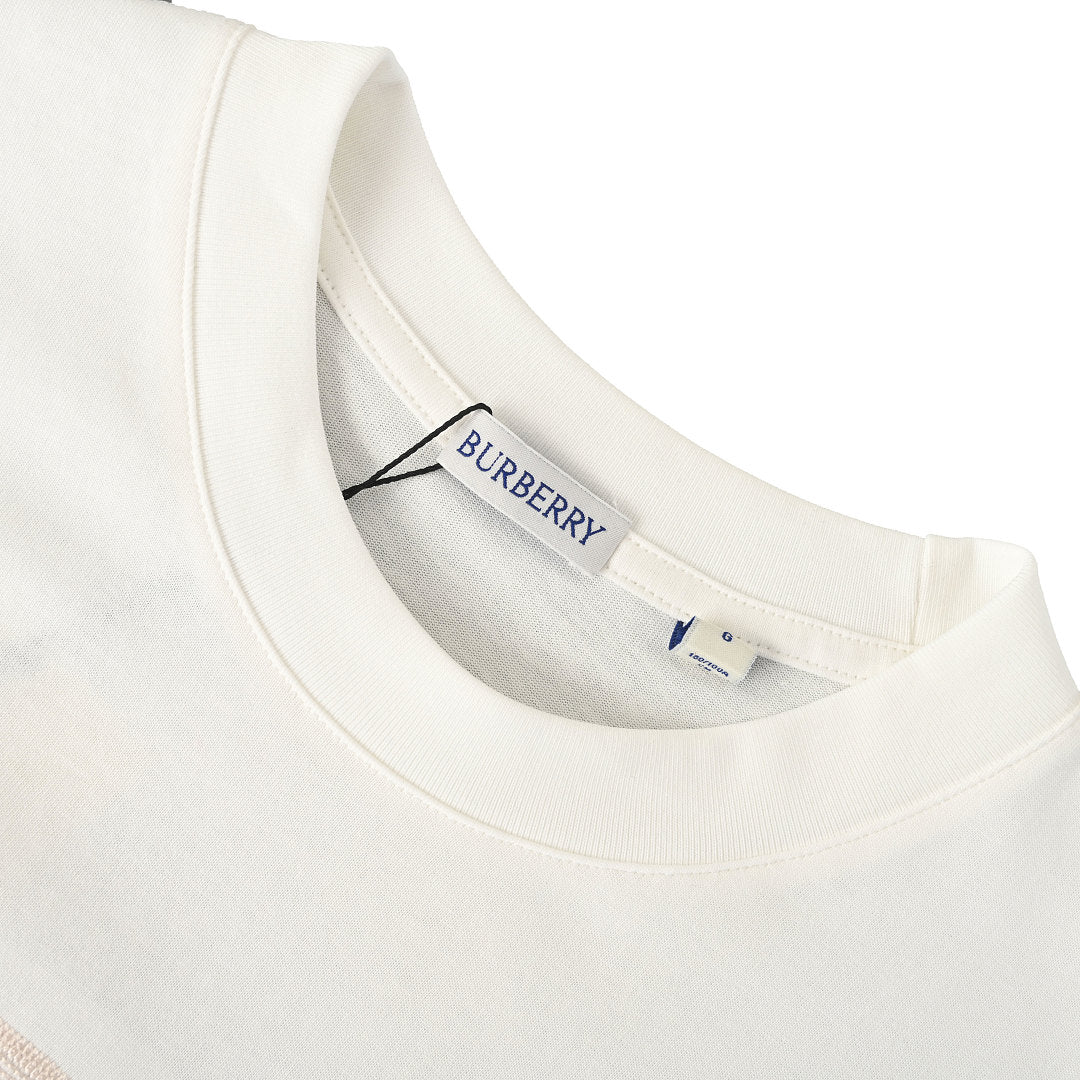 Burberry Short-Sleeve T-Shirt with Classic Check & Equestrian Knight Emblem