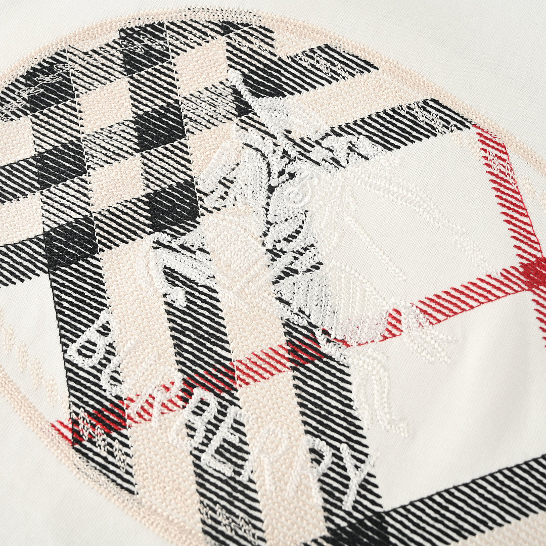 Burberry Short-Sleeve T-Shirt with Classic Check & Equestrian Knight Emblem