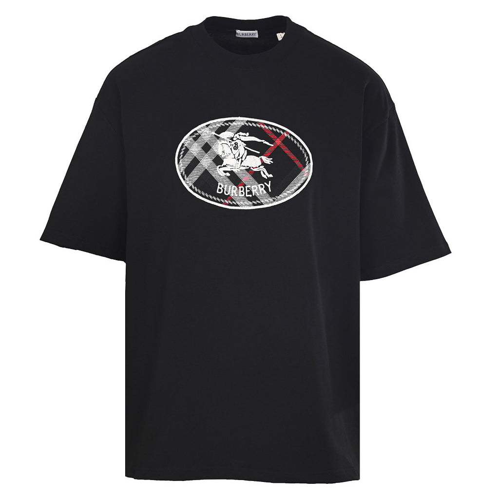 Burberry Short-Sleeve T-Shirt with Classic Check & Equestrian Knight Emblem