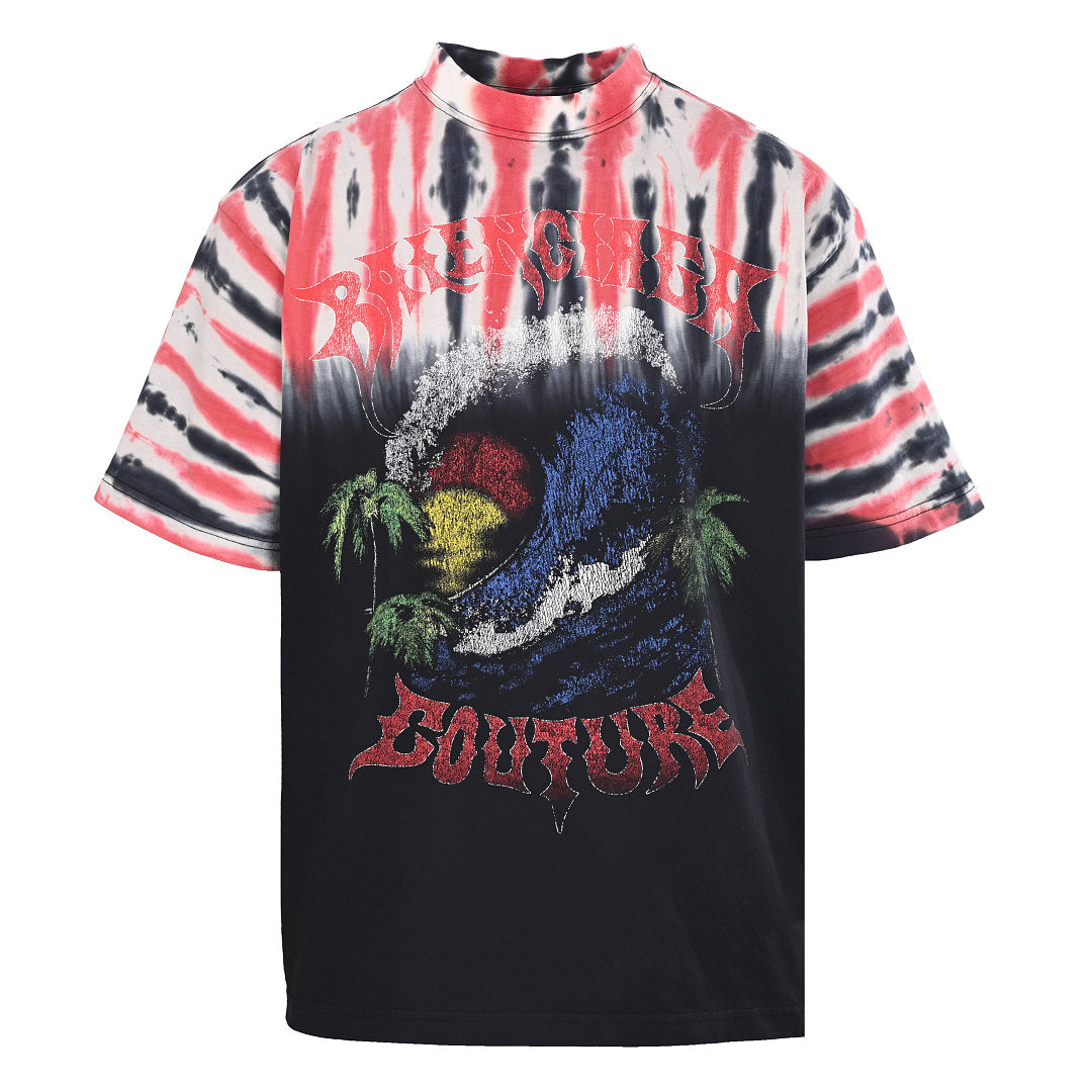 Balenciaga Hawaiian Tie-Dye Palm Tree Short-Sleeve Shirt
