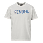 Fendi Roma Floral Embroidered Logo T-Shirt — White