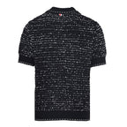 Thom Browne Bouclé Loop Knit Short-Sleeve Polo – Black & White