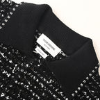 Thom Browne Bouclé Loop Knit Short-Sleeve Polo – Black & White