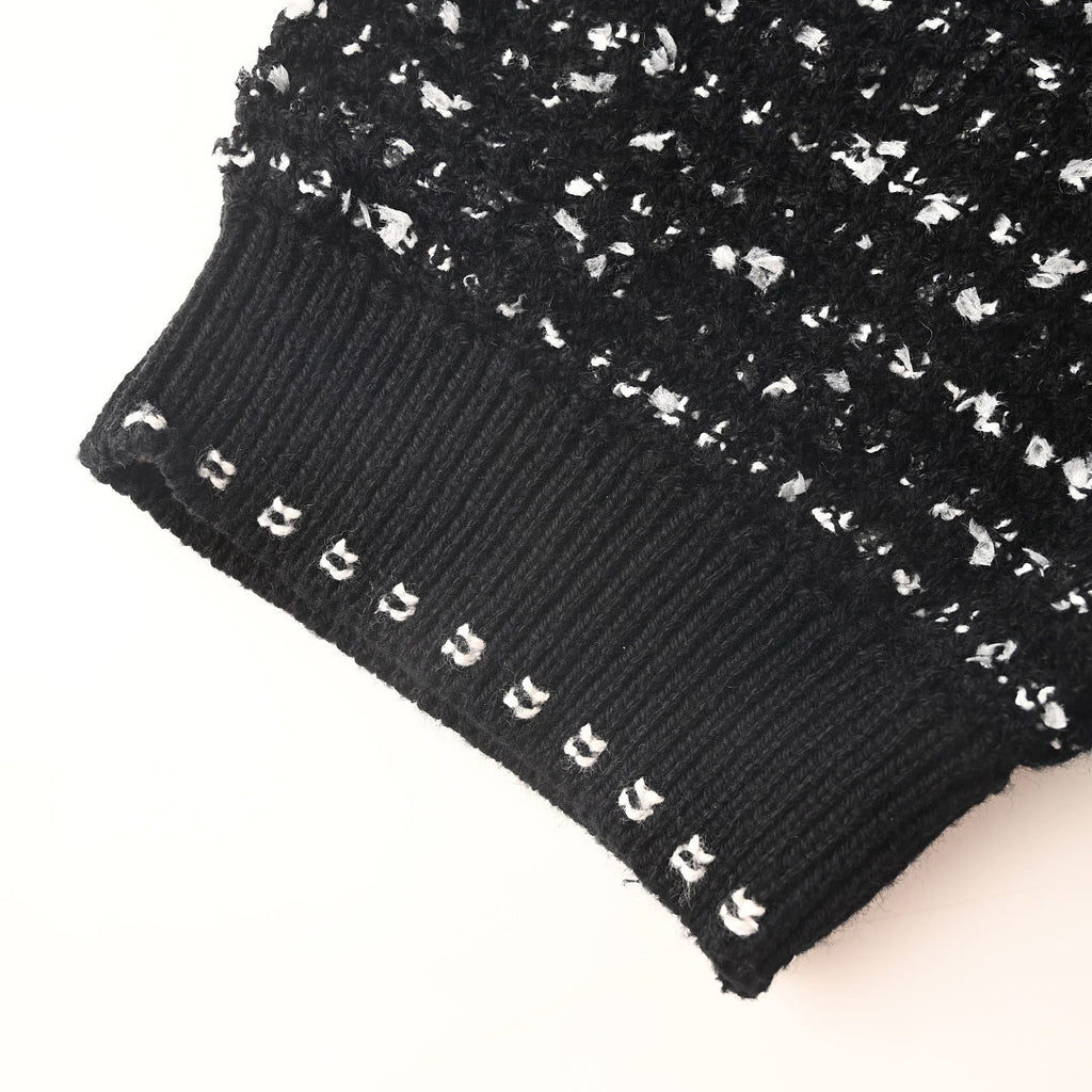 Thom Browne Bouclé Loop Knit Short-Sleeve Polo – Black & White