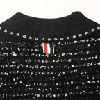 Thom Browne Bouclé Loop Knit Short-Sleeve Polo – Black & White