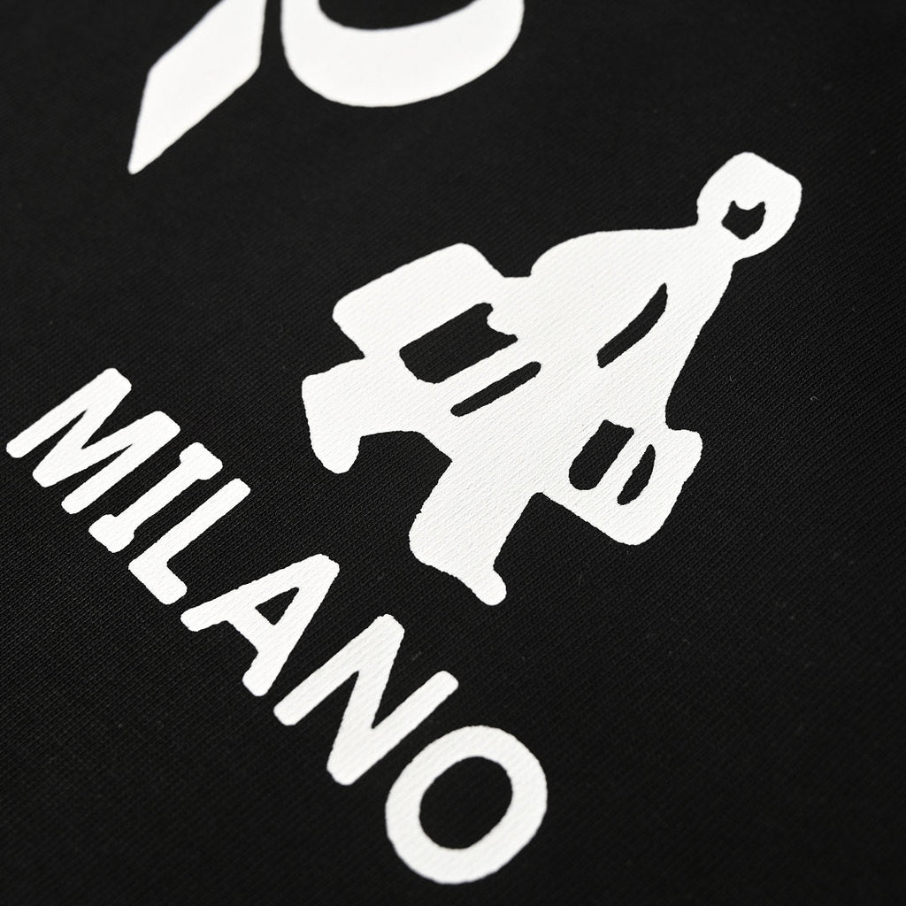 PRADA T-shirt with small figure graphic at the neckline