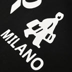 PRADA T-shirt with small figure graphic at the neckline