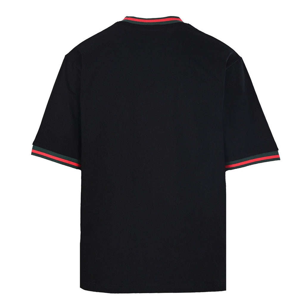 Gucci Ribbed-Trim Letter Embroidery T-Shirt