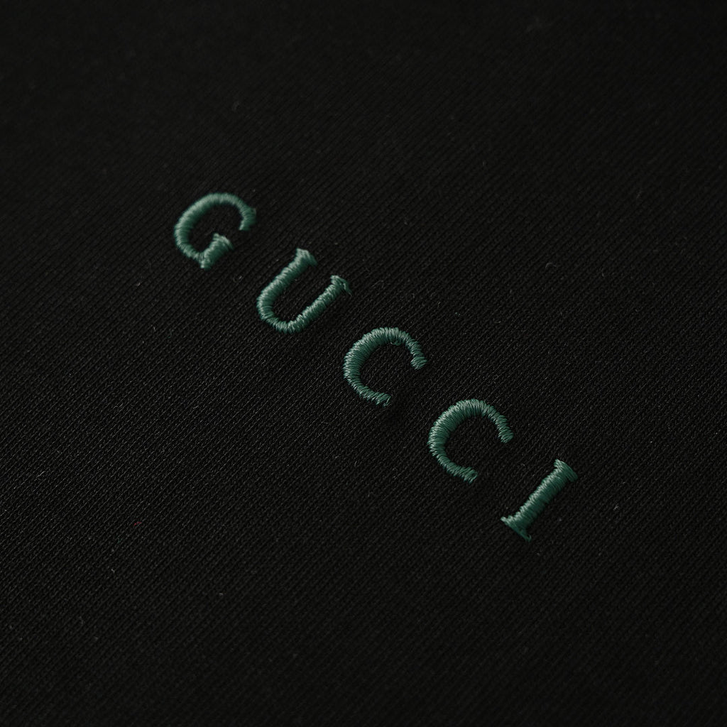 Gucci Ribbed-Trim Letter Embroidery T-Shirt