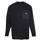 Prada Long-Sleeve T-Shirt with Re-Nylon Chest Pocket and Triangle Logo