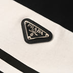 Prada Striped Panel T-Shirt with Triangle Logo
