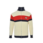 Gucci Ivory Ribbed Knit Full-Zip Track Jacket with Colorblock Stripe