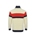 Gucci Ivory Ribbed Knit Full-Zip Track Jacket with Colorblock Stripe