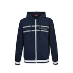 Gucci Navy Full-Zip Stripe Chest Wordmark Embroidered Hoodie